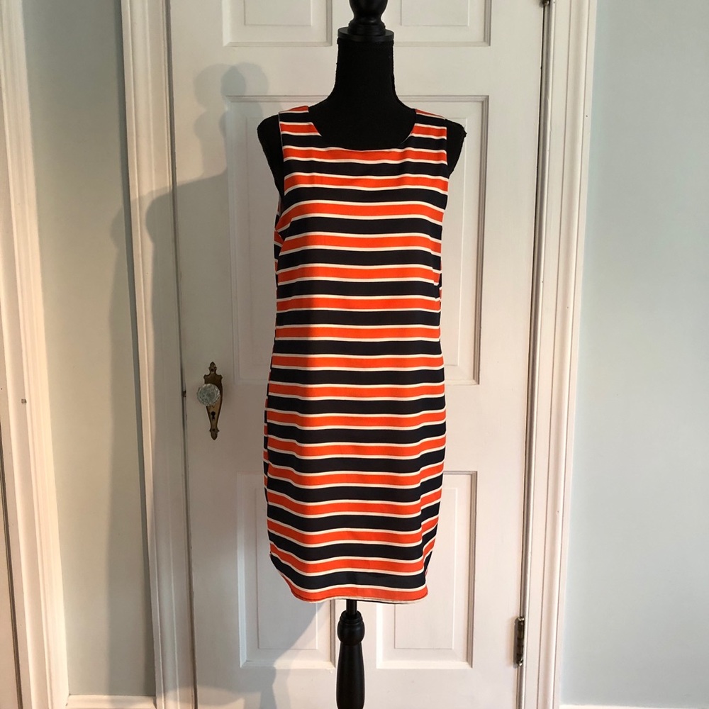 Everly Orange & Blue Striped Dress EUC